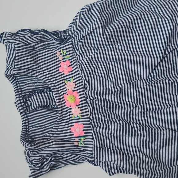 Striped Spring Flowers Dress Snap Onsie-18M - Picture 2 of 8